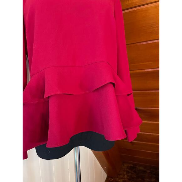 Zara Women's Red Tiered Peplum Top Blouse sz S - Picture 2 of 8